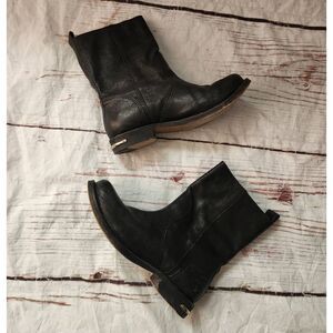 Tory Burch Elyse Black Leather Biker Style Booties Size 7